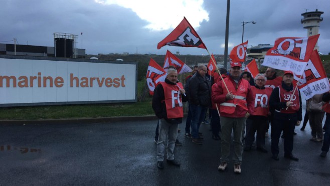 Débrayage des salariés chez Marine Harvest à l’appel de FO.