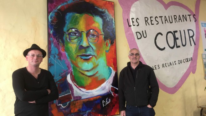 Un tableau de Coluche pour les Restos du Cœur de Boulogne !