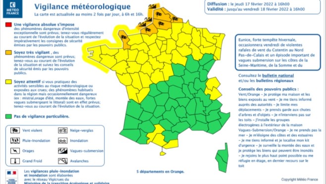 La tempête Eunice en approche, la vigilance orange est déclenchée