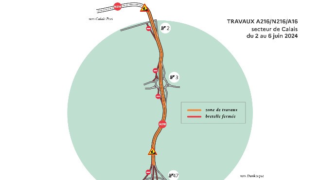 Calais : travaux sur l’A16, l’A216 et la N216