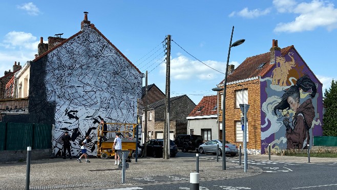 Nouvelle œuvre de street art en cours de réalisation à Petite-Synthe