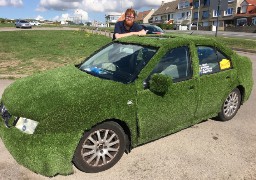 Insolite : une voiture relookée avec de la fausse herbe !