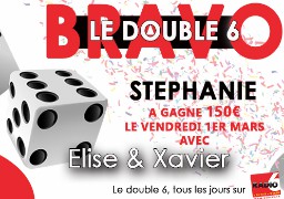 DOUBLE 6 : RADIO 6 offre 150 euros à Stéphanie 