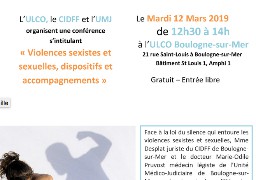 Violences sexistes et sexuelles, thème d’une conférence sur tous les sites de l’ULCO ce midi !