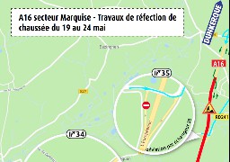 A16 : travaux de réfection de chaussée dans le secteur de Marquise