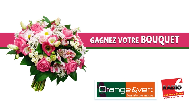 GAGNEZ VOTRE BOUQUET DE FLEURS D'UNE VALEUR DE 50€ AVEC ORANGE ET VERT