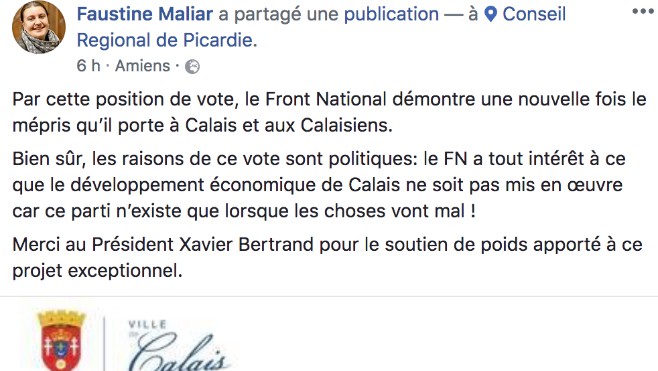 A la Région, le Front National vote contre le financement du Dragon de Calais.