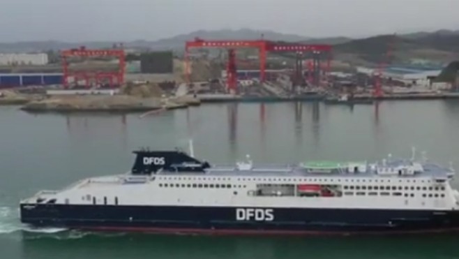 Le nouveau navire de la compagnie maritime DFDS a quitté aujourd’hui la Chine pour rejoindre la France