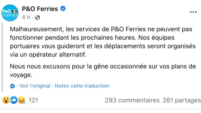 La compagnie P&O a stoppé tous ses navires ce matin !