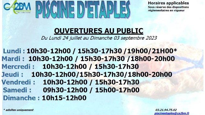 Réouverture ce lundi de la piscine intercommunale d'Etaples