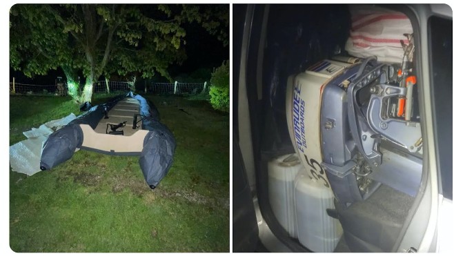 En Baie de Canche, les gendarmes empêchent un passeur de gonfler un taxi-boat. 