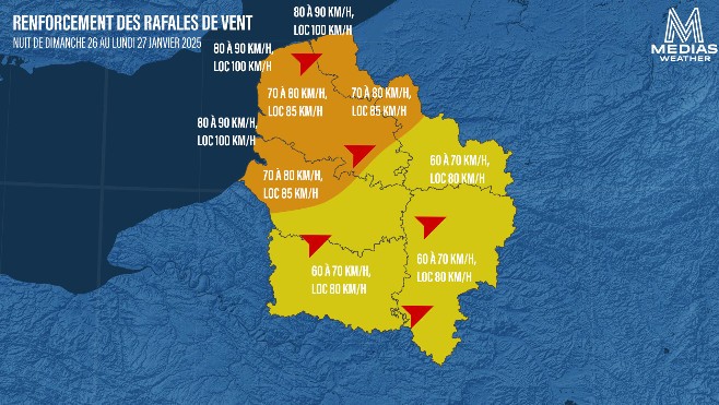 Tempête Herminia: le Nord, le Pas-de-Calais et la Somme en vigilance jaune, dès cet après-midi