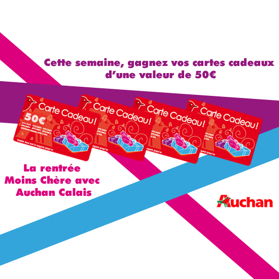 Gagnez vos cartes cadeaux de 50€ avec Auchan Les 2 Caps