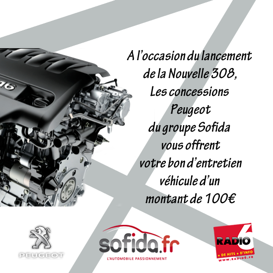 Gagnez votre bon d'entretien véhicule d'un montant de 100€ avec les concessions Peugeot du groupe Sofida