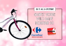 Carrefour à Berck vous offre un vélo dame MOUNTAIN 50 (Carrefour Berck est ouvert les dimanches de décembre)