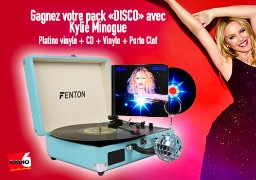 Platine vinyle vintage, album DISCO en CD et vinyle, porte clef... jouez par SMS avec Radio 6 et Kylie Minogue